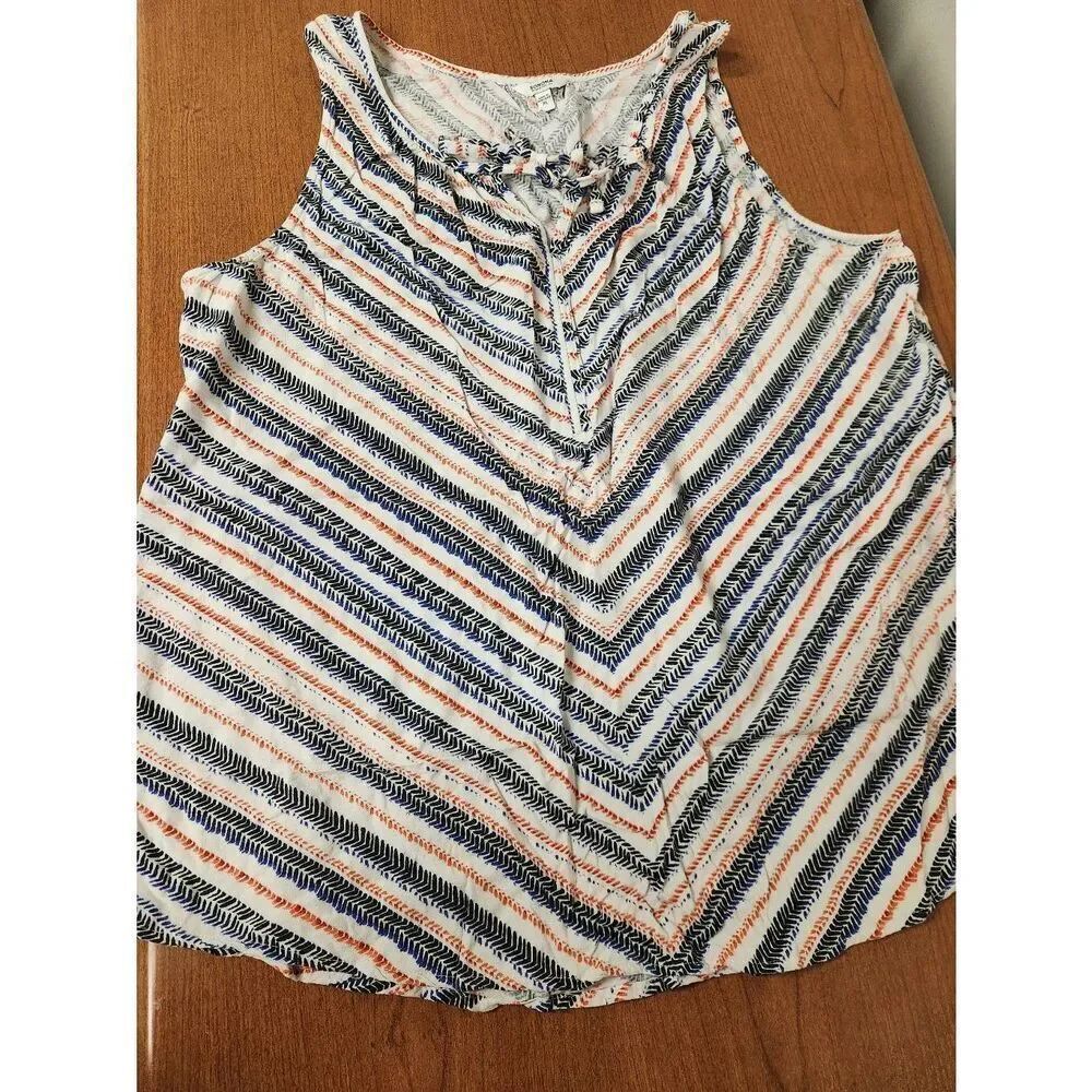 Sonoma Sleeveless Tunic Top Red White Blue Striped Women's Size XL
